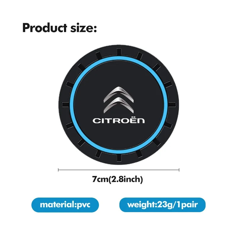 For Citroen 2PCS Car Coaster Silicone Water Cup Slot Non-Slip Mat PVC Pads C4 C3 C5 C1 C2 C6 C4L DS3 DS4 Berlingo Picasso Jumper