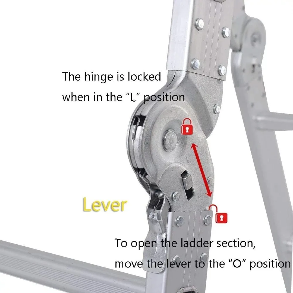Folding Ladder, 12.5FT Multi-Purpose Aluminium Extension, 7 in 1 Heavy Duty Collapsible Ladder, 330LBS Capacity Step Plat