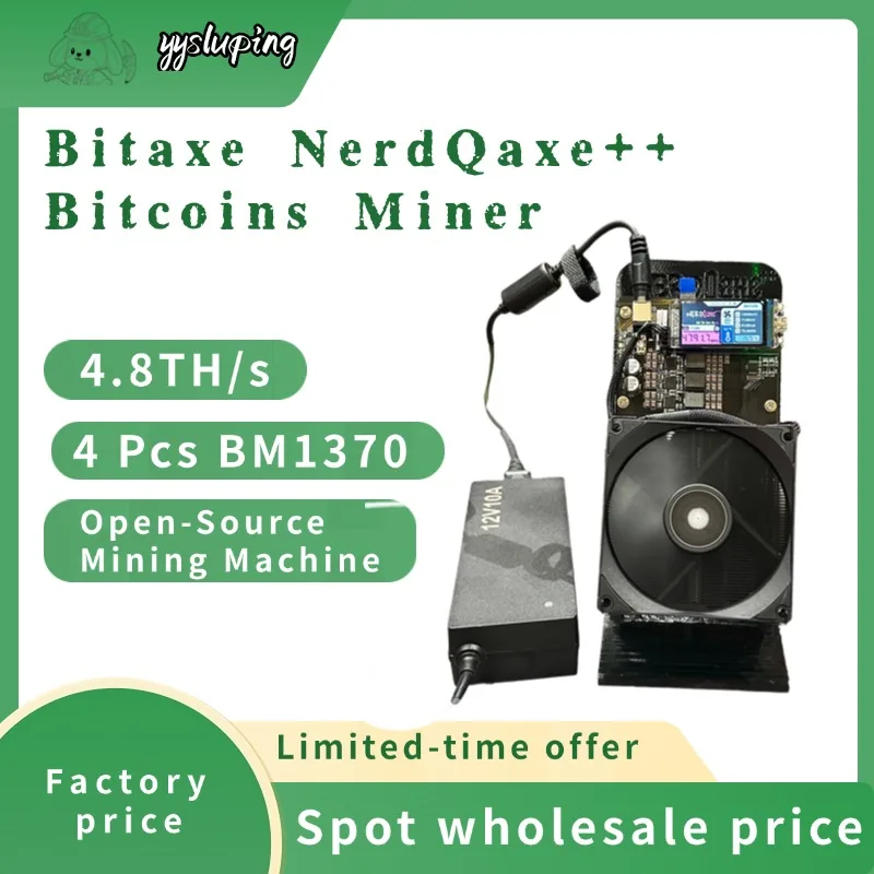 Bitaxe NerdQaxe++ 4.8TH/s Bitcoin Miner com 4 BM1370 Asic Chips Solo BTC Mining Machine 68W 2.4G WiFi Open-Source