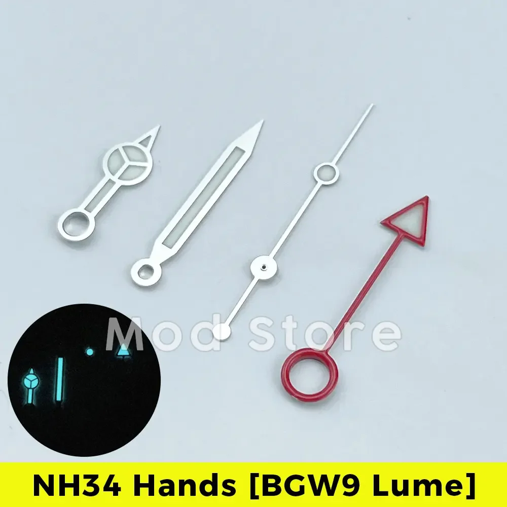 NH34 GMT Watch Hands Set Mod for NH34A Movement SKX SSK Mod BGW9 Lume 4-hand Explorer II 24 Hour Hand Orange Blue Red Green