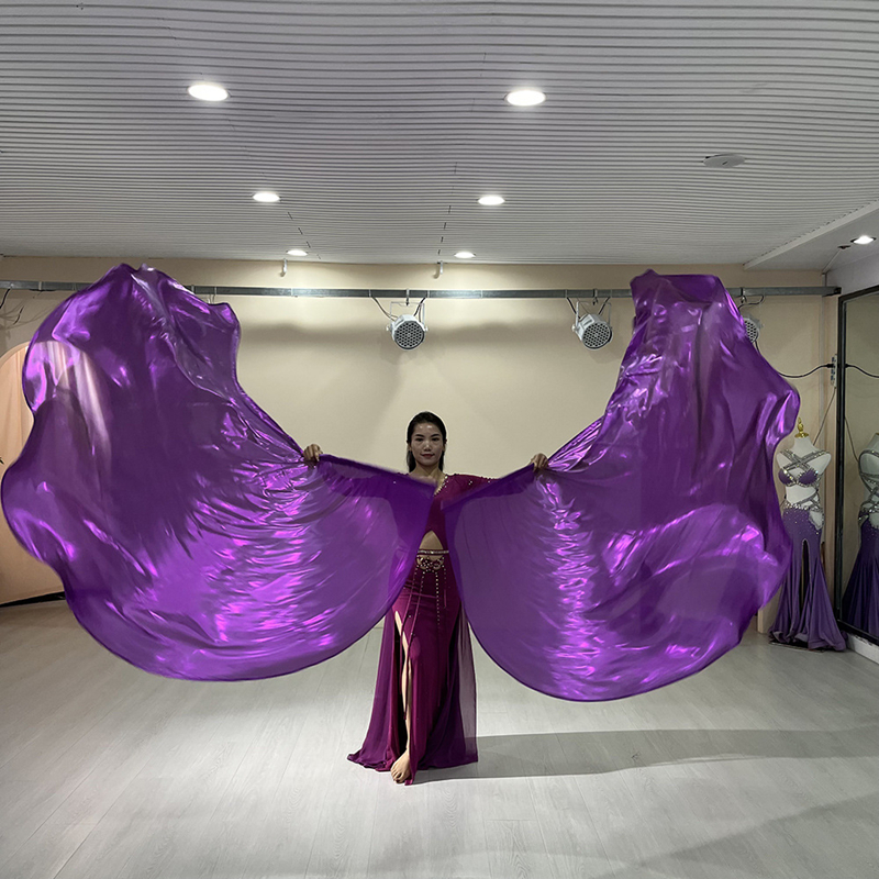 Grands drapeaux de culte avec tiges évolutives, bannière d'église brillante métallique, sensation d'aile d'angle de danse, accessoires de scène, 2 pièces