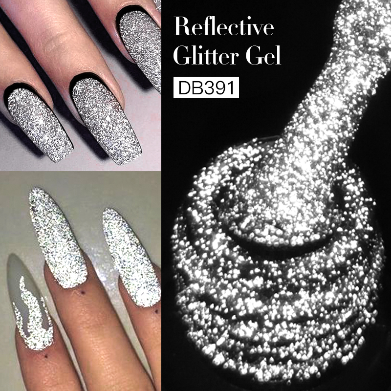 Mtssii-esmalte de uñas de Gel con purpurina holográfica, esmalte de Gel Uv reflectante plateado brillante, barniz semipermanente para manicura, 6ml