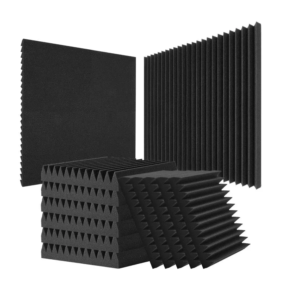 Acoustic Foam Panels Set of 50 Soundproof Wall and Ceiling Tiles 12x12x2 Inches for studio Room Decoration