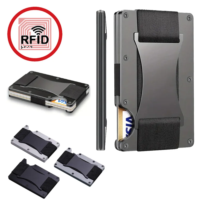새로운 슬림 팝업 RFID 보호 카드 홀더 남성 여성 알루미늄 지갑 탄력성 백 파우치 ID 신용 케이스 남여 여행 지갑