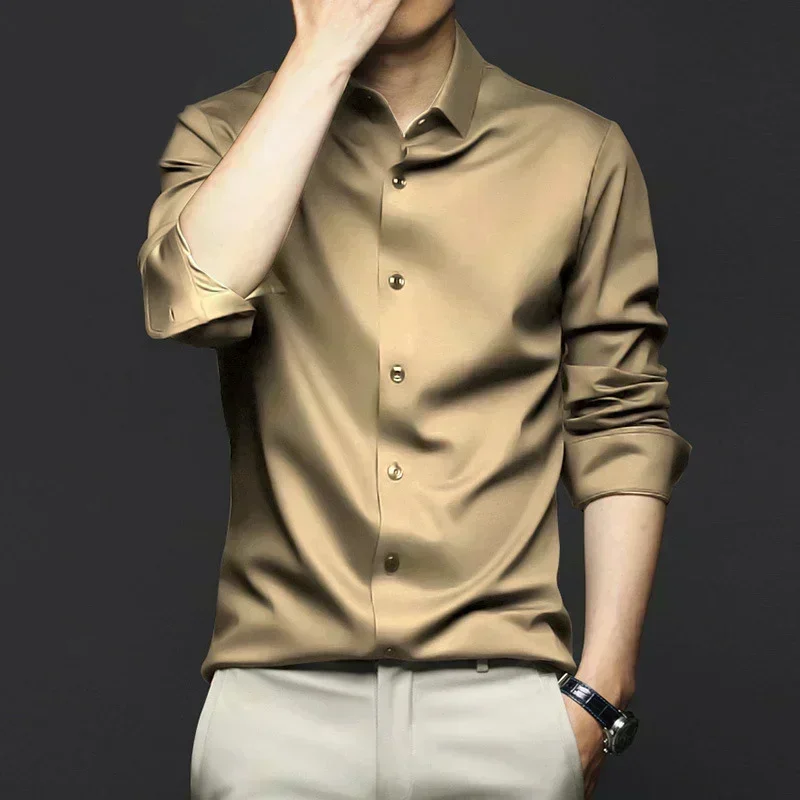 Camisa de manga larga para hombre, vestido de negocios resistente a las arrugas, sin hierro, traje informal profesional de alta gama, camisa blanca, S-6XL