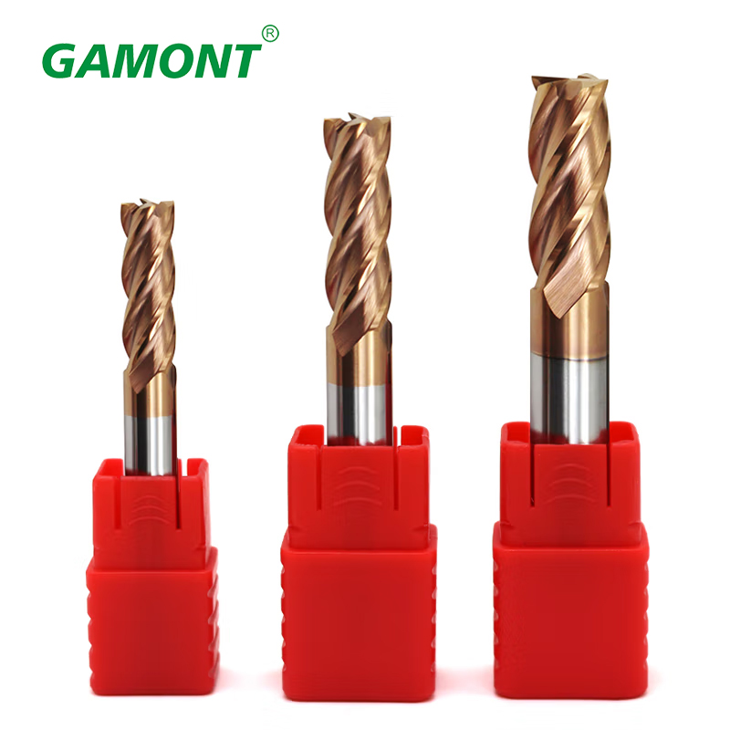 GAMONT 4-Flute Flat End Mill Tungsten Steel Carbide Alloy Coating  4-Shank 10PCS Milling Cutter For CNC Machining Endmills HRC55