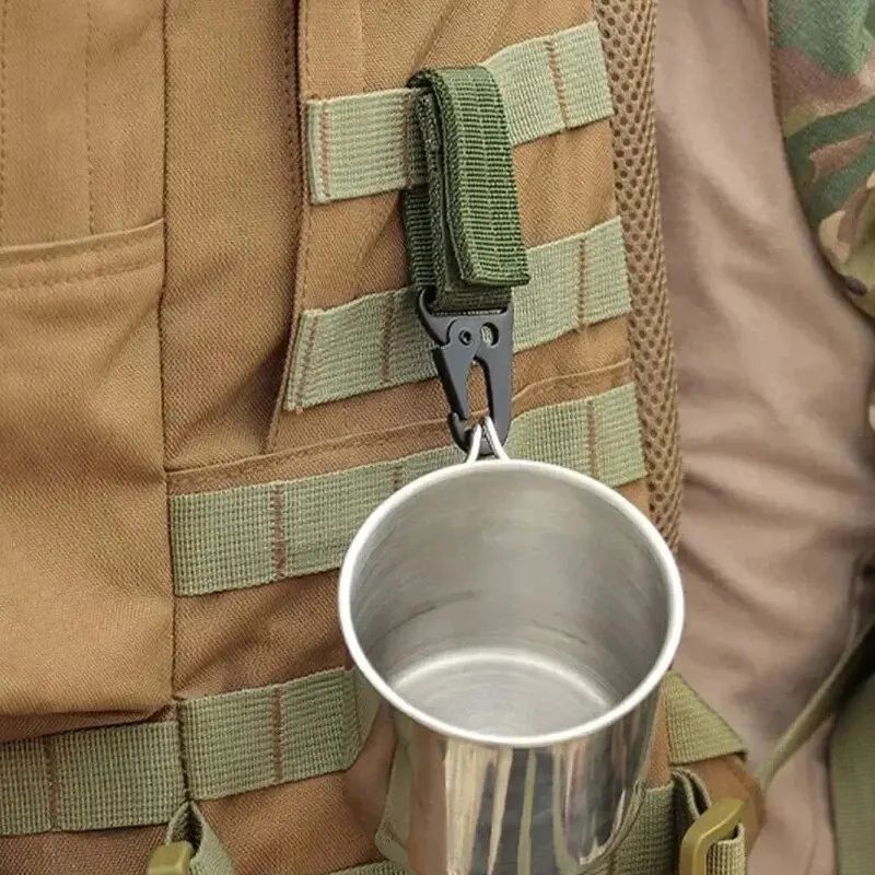 2pcs Tactical Hanging Buckle Molle Nylon Webbing Carabiner Belt Triangle Keychain for Outdoor Climbing Camping Tool Accessory