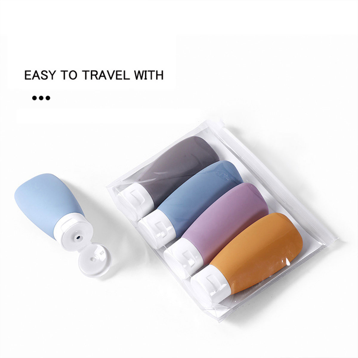 4-Piece Silicone Leak-Proof Travel Bottle for Business Trip Portable Refillable Squeezable Container for Toiletries Lotion-ll