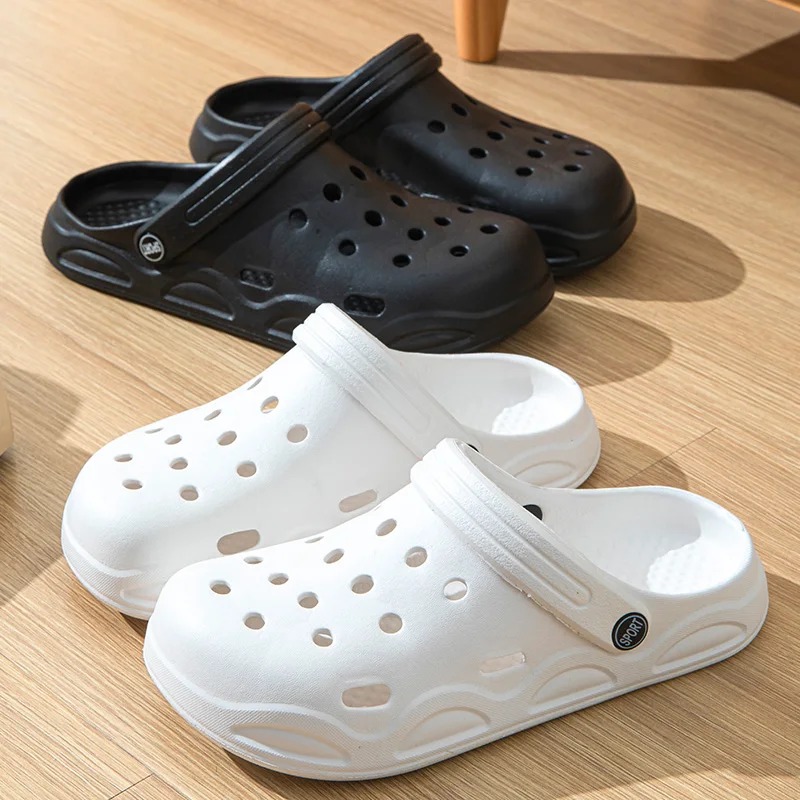Sandalias antideslizantes con punta cerrada y agujeros para verano, sandalias de fondo suave, zapatos de jardín ligeros de suela gruesa para hombre