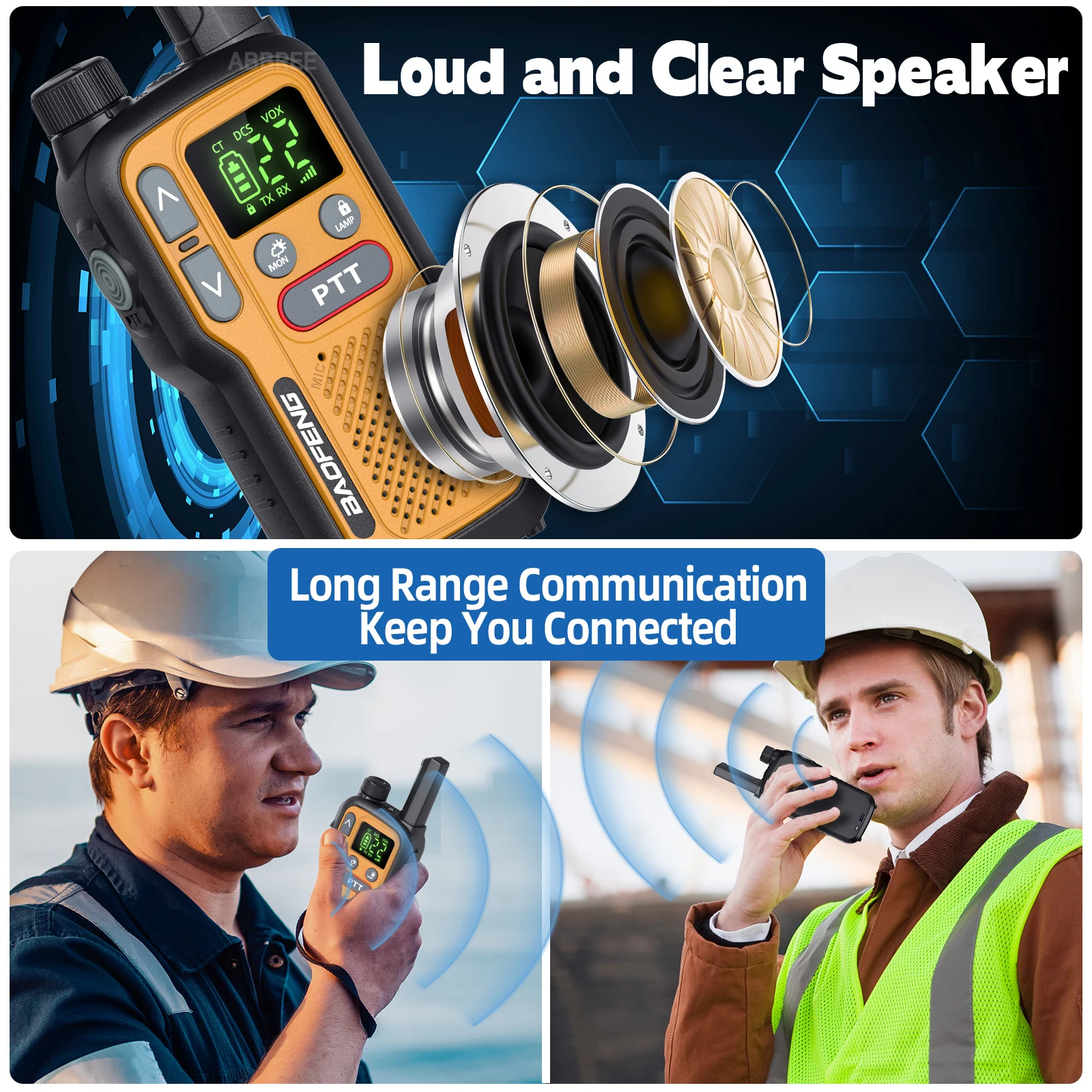 2PCS Baofeng BF-T18 Mini Walkie Talkie Long Range PMR FRS Dual PTT NOAA VOX FM Two Way Radio Type-C Charger For Travel Camping