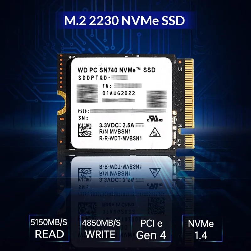 Western Digital WD SN740 2TB 1TB SSD M.2 2230 Gen4 PCIe 4.0 X4 NVMe Unidade de estado sólido para Steam Deck Microsoft Surface ProX