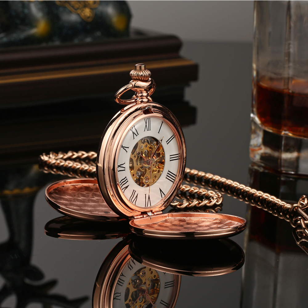Nuevo reloj de bolsillo mecánico de cuerda a mano para hombre, esfera con mecanismo al descubierto, collar Steampunk, colgante, vestido Vintage, relojes Fob para regalo de deshierbe