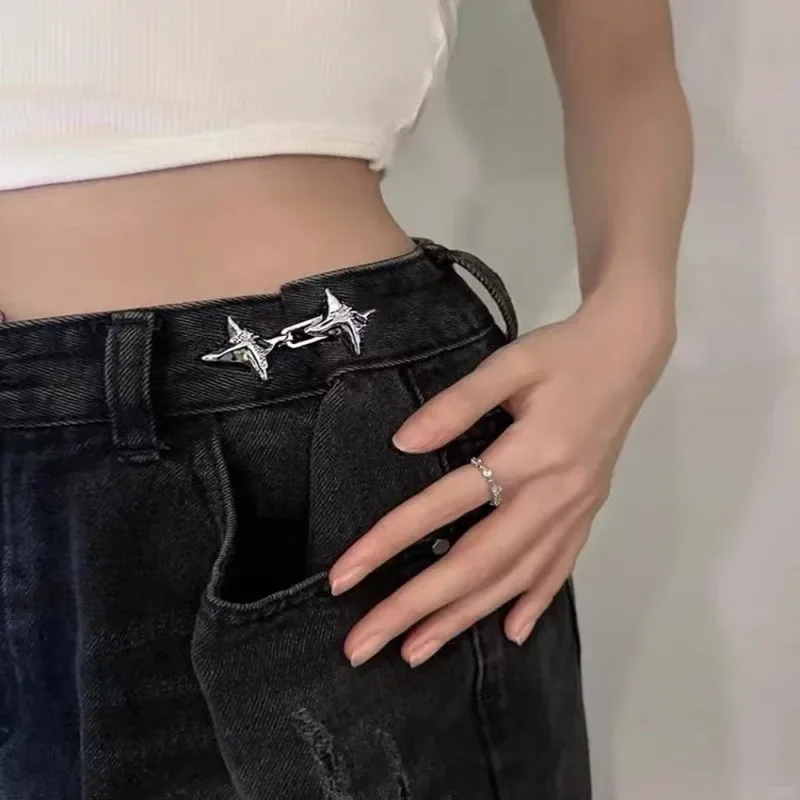 Adjustable Waist Buckle, Temperament Four Pointed Star Waist Tightening Tool, Fashionable Jeans, Fixed Waist Buckle
