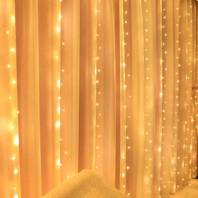 USB String ไฟวันหยุดงานแต่งงาน Fairy Light Garland สําหรับห้องนอน 3/4/6M รีโมทคอนโทรลผ้าม่าน LED ตกแต่งคริสต์มาส