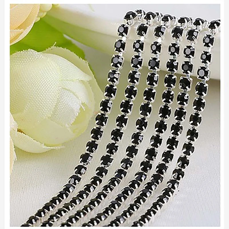 1 Thước/Cái 30 Màu SS6-SS16 Kính Pha Lê Dây Chuyền Bạc Đáy May Trên Cốc Dây Chuyền Cho Diy May túi Đồ Dùng Trang Trí