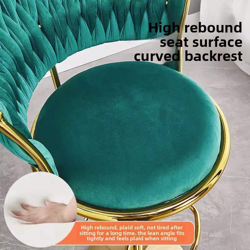 Silla de bar de lujo ligera, taburete alto, silla trasera para el hogar, rotación