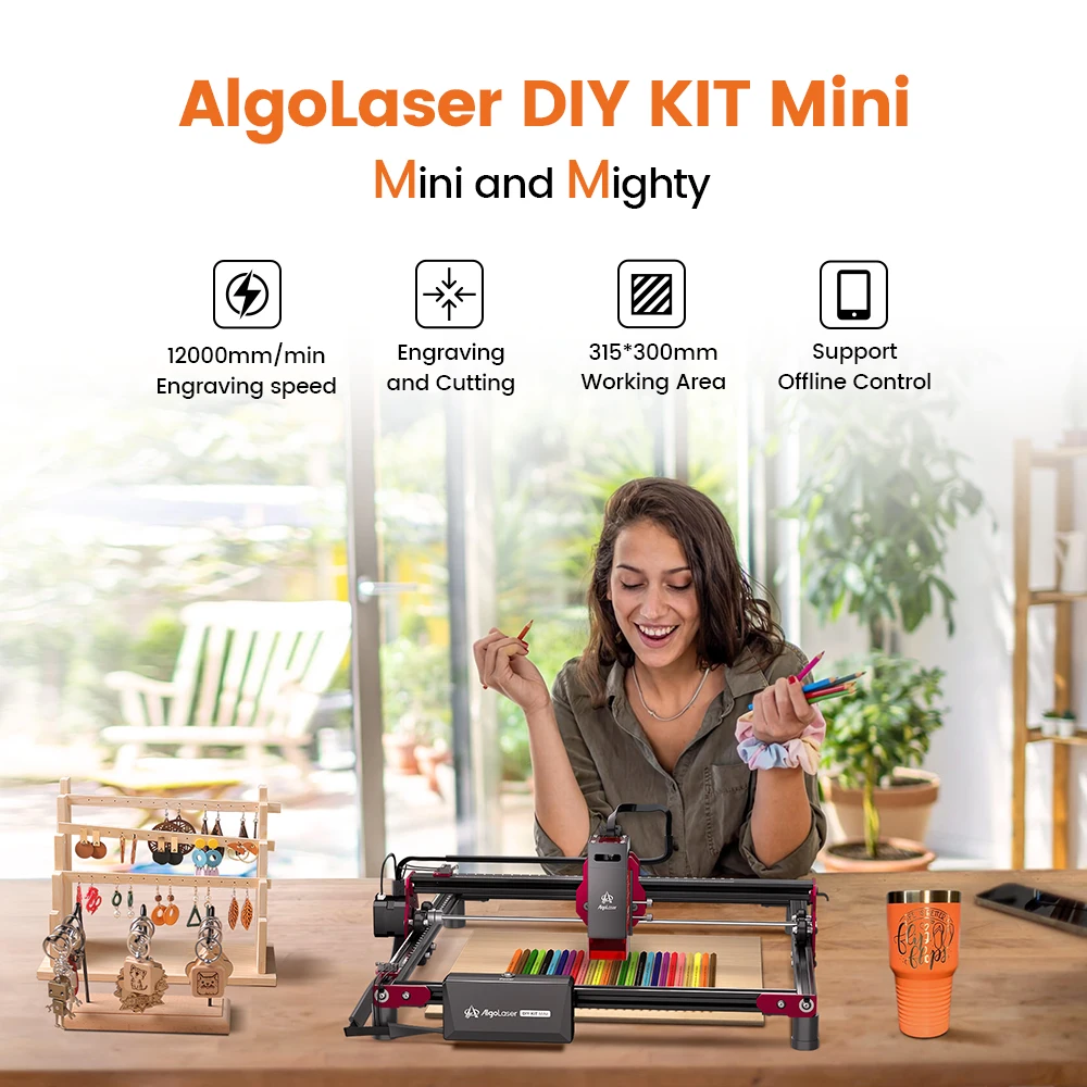 AlgoLaser DIY 5W Woodworking Laser Engraver Cutter 12000mm/min CNC Off-line Begginner Table Glass Wood Engraving Machine Tools