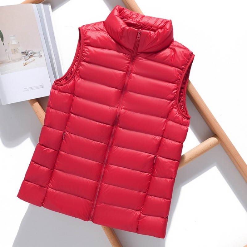 Ärmellose, ultraleichte Daunenweste für Damen, 2024, Slim-Fit-Jacke, Mädchenweste, plus leichte, winddichte, warme Weste