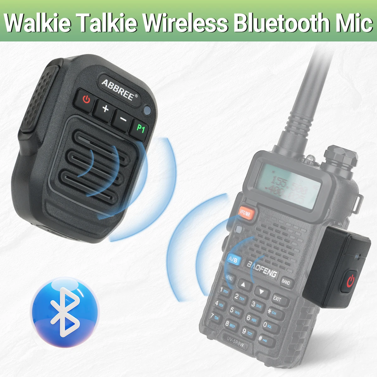 Abbree sem fio bluetooth portátil alto-falante microfone de ombro à prova dwaterproof água para baofeng quansheng walkie talkie UV-32