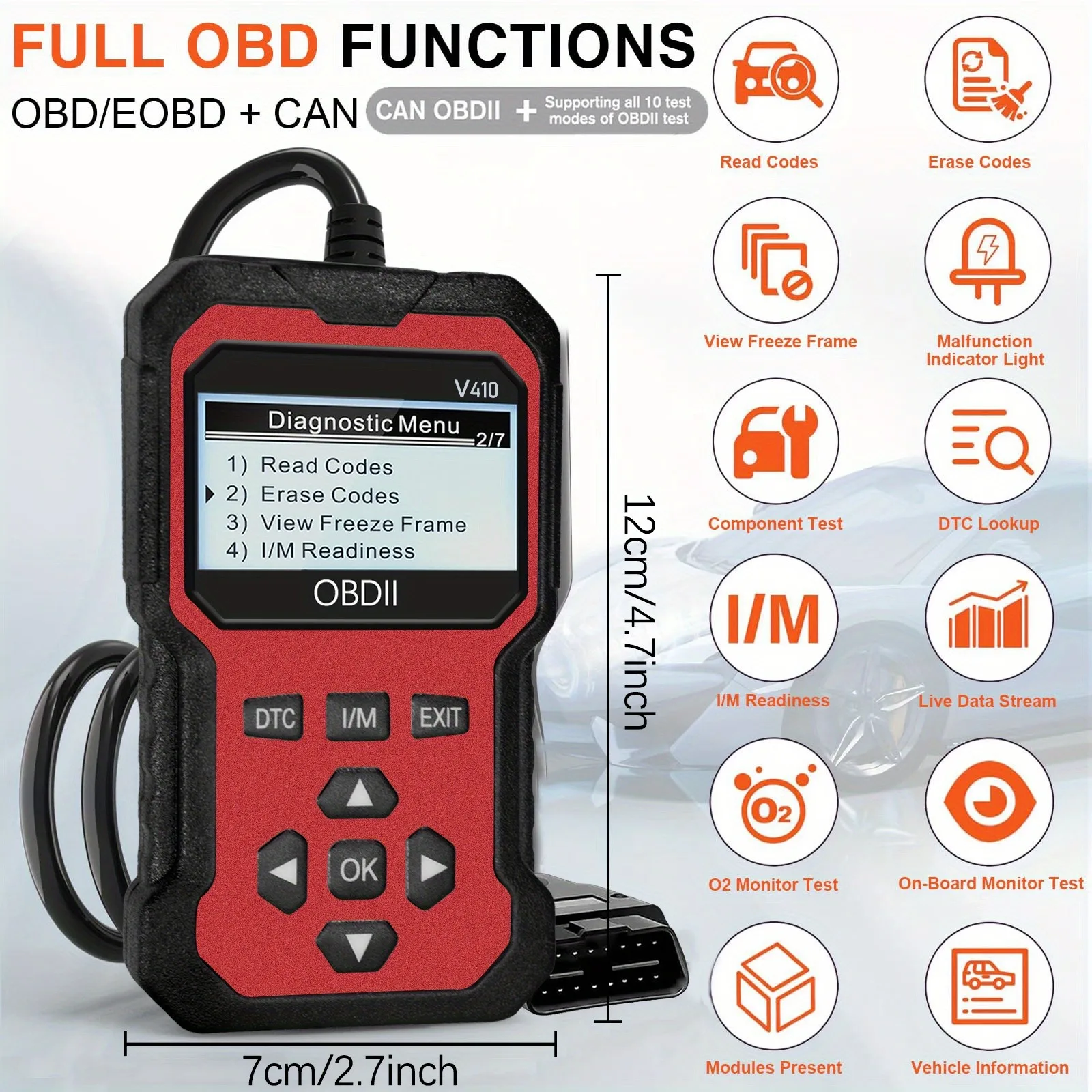 Outil de diagnostic de scanner automobile Obd2, reconnaissance de défauts du moteur. Diagnosticz tous les véhicules de protocole obd depuis 1996 et au-delà