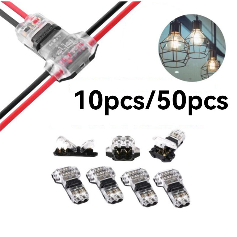 10 STKS Draadconnectoren Laagspanningsdraadconnectoren Stevige verbinding, T Tap Wire Connectors, T Type 2 Pins Wire Splice Connectors