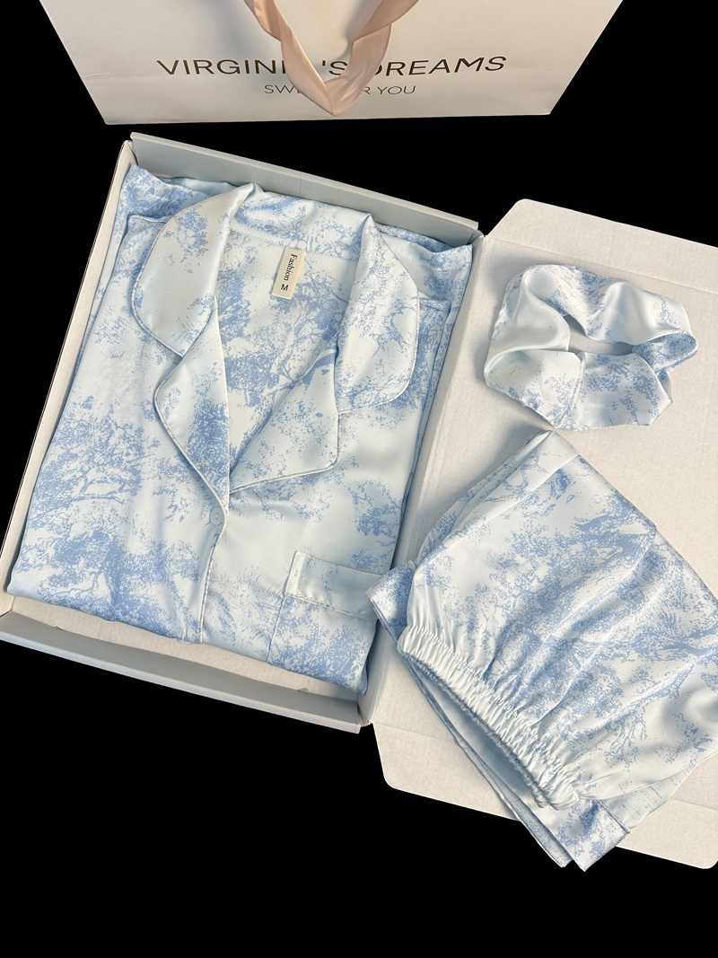 Корейский Стиль, Женский Комплект Одежды Для Сна, Ночная Рубашка Из Искусственного Атласа, С Коротким Рукавом, V-образным Выр...