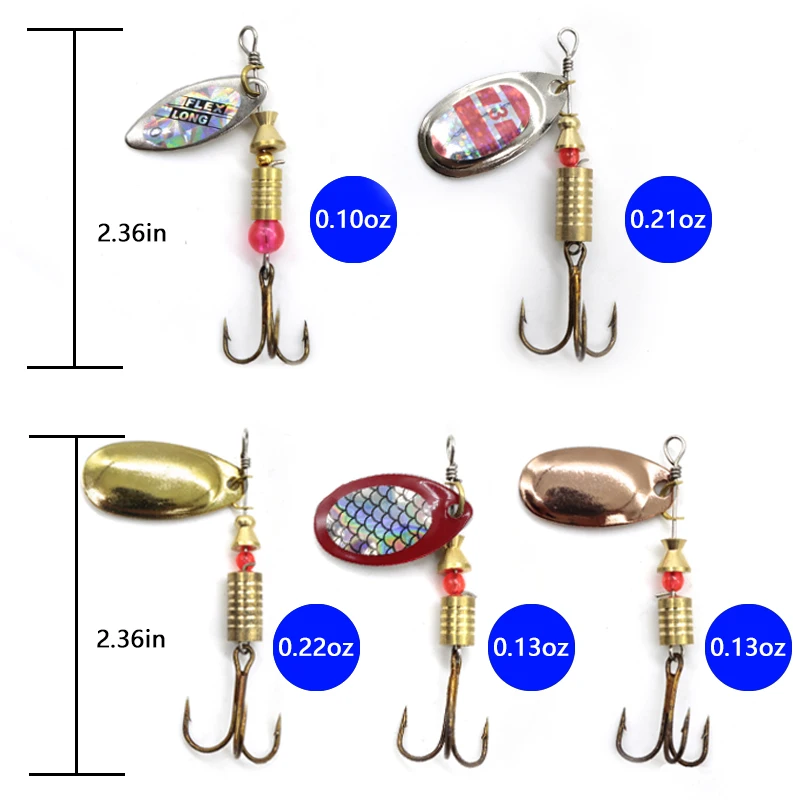 Cucchiaio di metallo Spinner Richiamo di pesca 10 pezzi Set Spoonbait Crankbaits Wobblers da pesca per luccio Kit all'uncinetto Esca artificiale