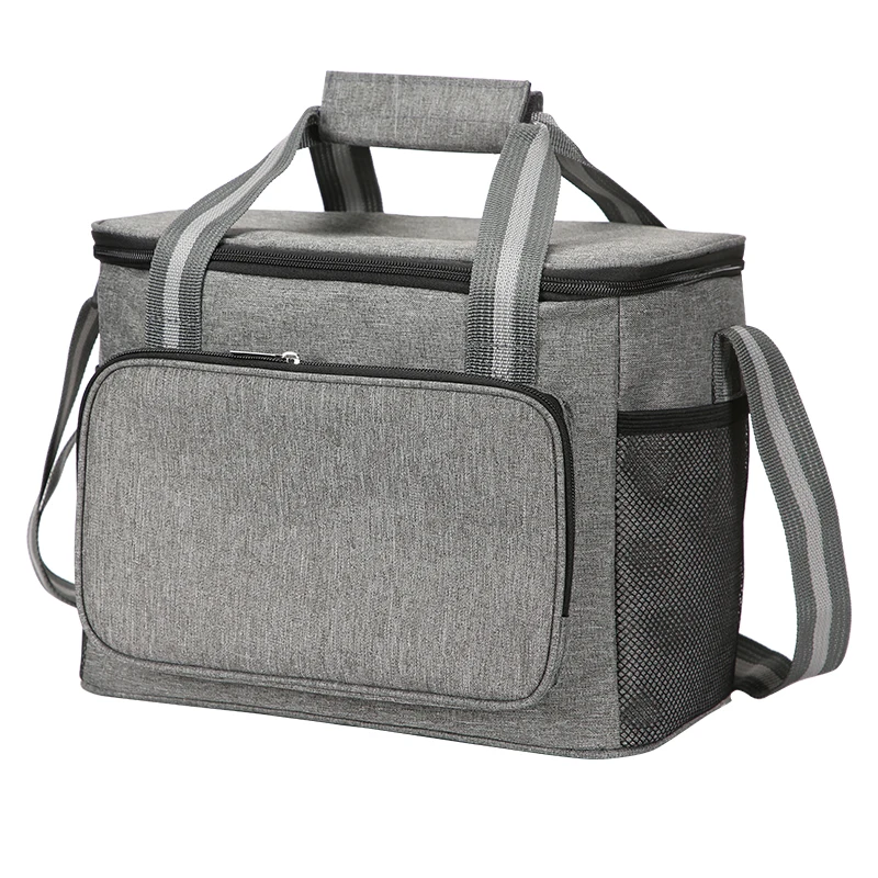 Bolsa de almuerzo grande con aislamiento, color negro, impermeable, a prueba de fugas, gruesa, de mano/hombro, bolsa de almuerzo para pícnic al aire libre