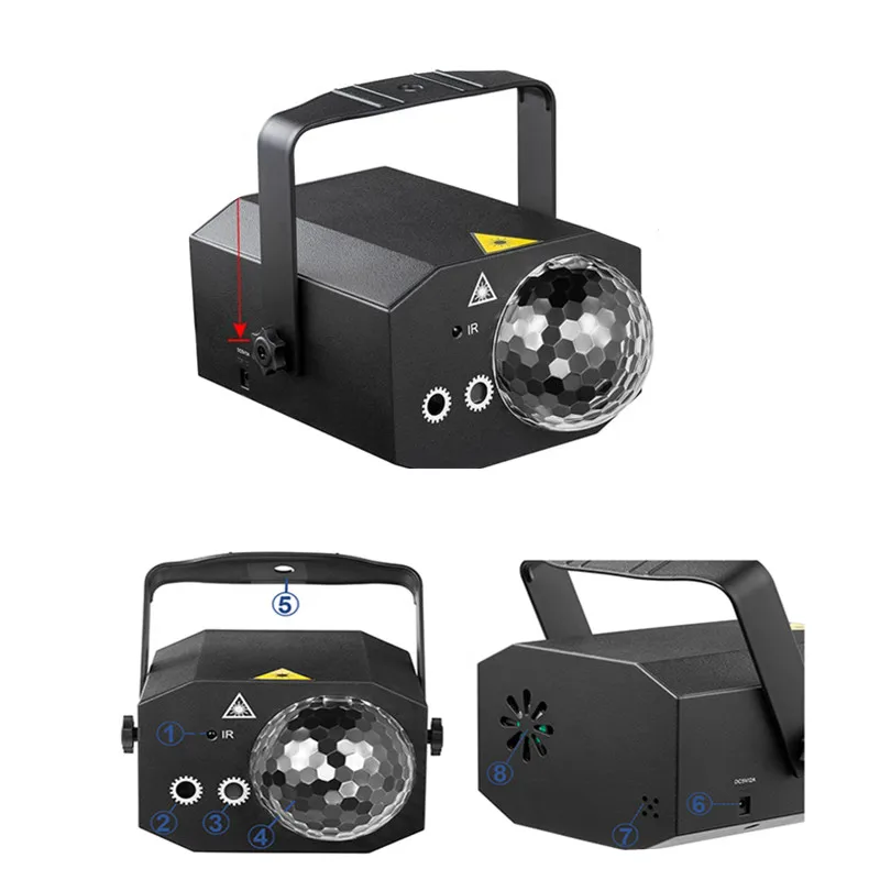 Oświetlenie imprezowe Dj Disco Ball Light Projektor wzorów Aktywowany dźwiękiem Taniec Urodzinowy Bar Karaoke Świąteczna dekoracja ślubna