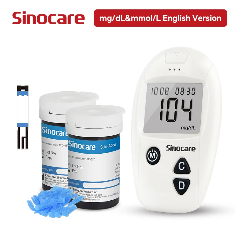 Глюкометр Sinocare Safe-Accu, глюкометр без забора крови, комплект для измерения уровня глюкозы в крови, с 50 или 100 тест-полосками и ланцетами, медицинский прибор для диабетиков, соответствует требованиям ЕС