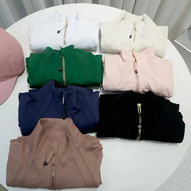 Куртка из розового золота 2025 третьего поколения без сетки, облегающая тонкая спортивная одежда для фитнеса и йоги, верхняя одежда с воротником-стойкой для женщин