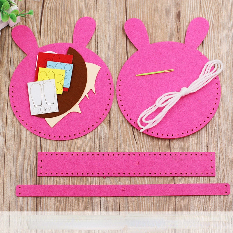 Tecido diy bolsa crianças artesanato brinquedo mini saco de pano não tecido colorido saco feito à mão dos desenhos animados animais crianças bolsas