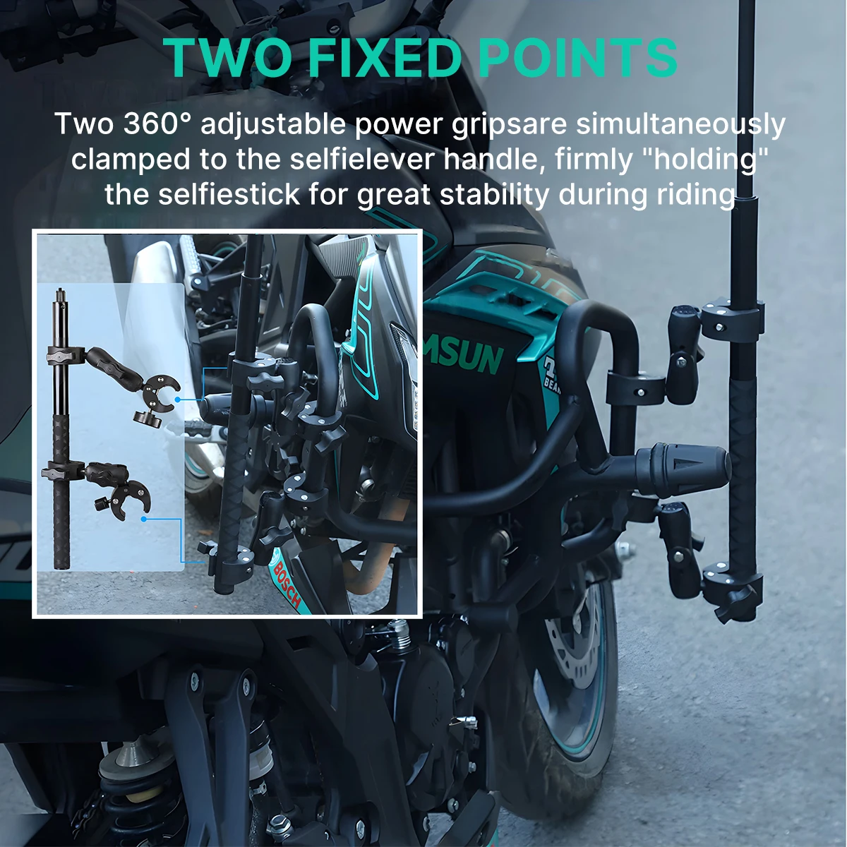 Kit de abrazadera de doble cabezal para motocicleta Insta360 One X2 X3, soporte de doble Clip para GoPro 11 10 9, accesorios de Cámara de Acción