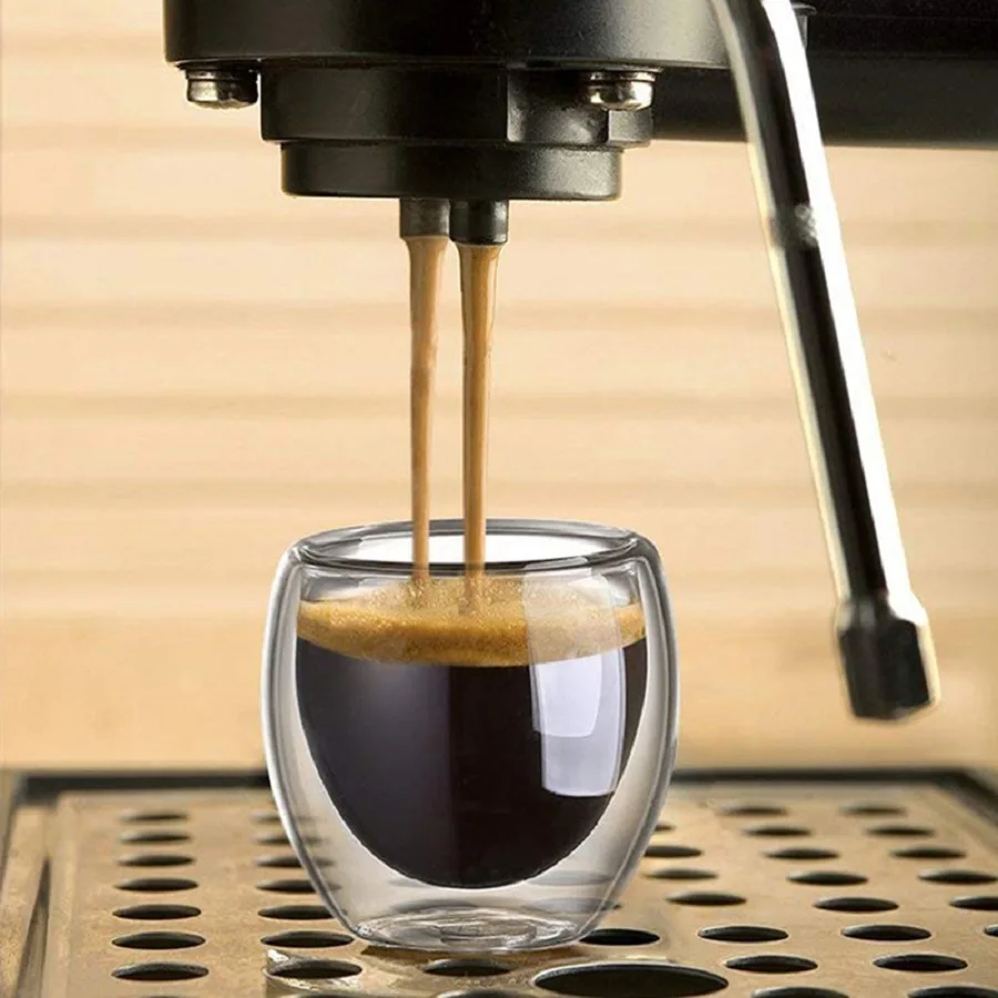 6 ชิ้น, 2.7 ออนซ์ถ้วยกาแฟสร้างสรรค์, สูง Borosilicate Double - layer ถ้วยแก้วเอสเปรสโซ, โปร่งใสเครื่องดื่มถ้วย, ถ้วยน้ําฉนวน