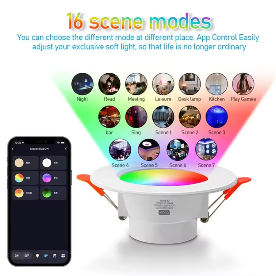 Spot lumineux LED intelligent, 220V, 10/15W, Bluetooth, RGB, plafonnier à intensité variable, RF 2.4G, télécommande, application Smart Life, contrôle, chambre à coucher, salon