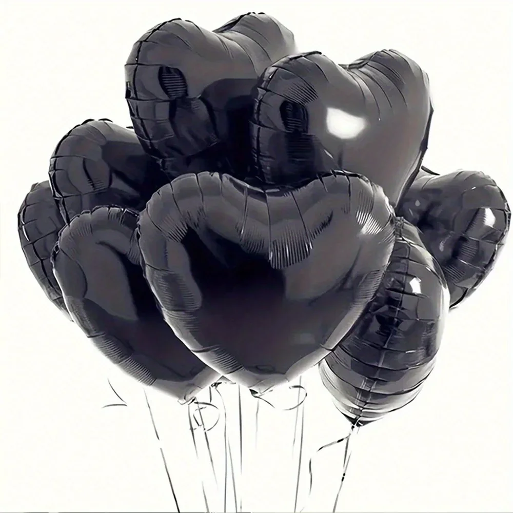 10pcs Love Balloon 18in Birthday Balloons Black Love Heart Balloon Suitable for party decoration, birthdays, weddings, engagemen