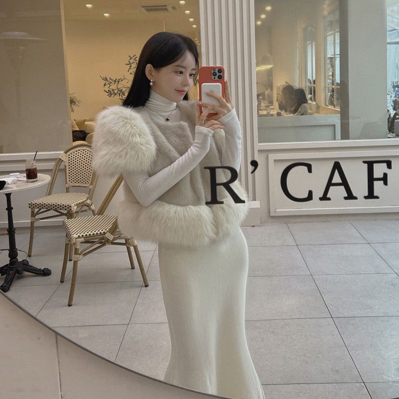 East Gate 秋冬新スタイルレトロ甘い毛皮のベストスプライシングヘビーワークフォックスファーコート女性のファッションアウター