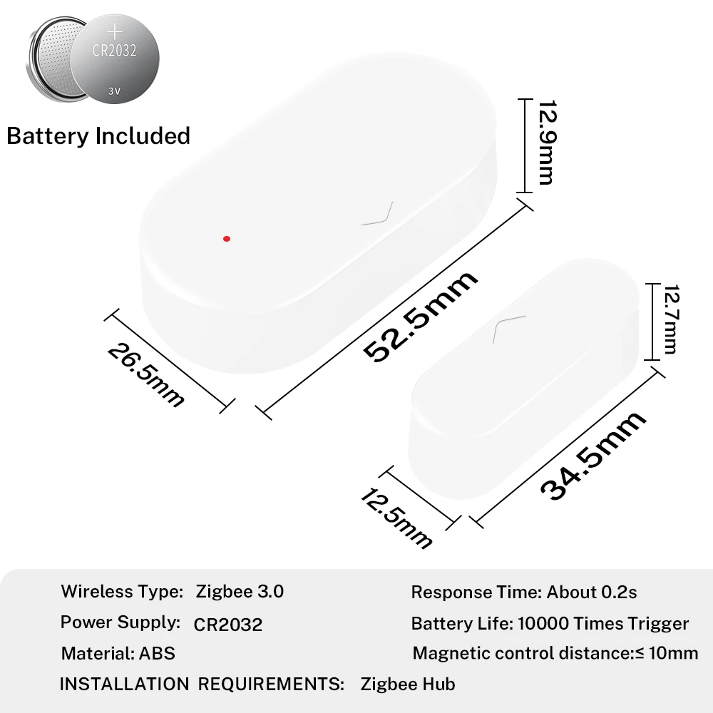 Czujnik drzwi Zigbee 3.0 Czujnik okna do inteligentnego domu APP Zdalne sterowanie Kompatybilny z Alexa Google Assistant Smart Life Tuya