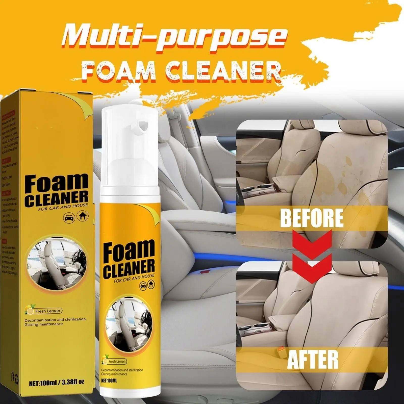 100/150/250ML Multi-Purpose Foam CLEANER สเปรย์ทําความสะอาดหนัง Auto Home พื้นผิวโฟมทําความสะอาดสําหรับล้างรถการบํารุงรักษา