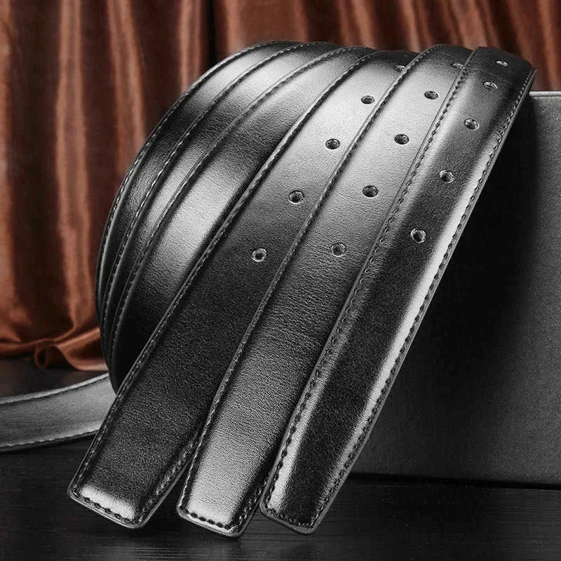 Cinturones sin hebilla 2,4 2,8 3,0 3,2 3,5 3,8 cm de ancho cinturón genuino hombres hebilla cuero negro cinturón cuerpo sin hebilla Correa