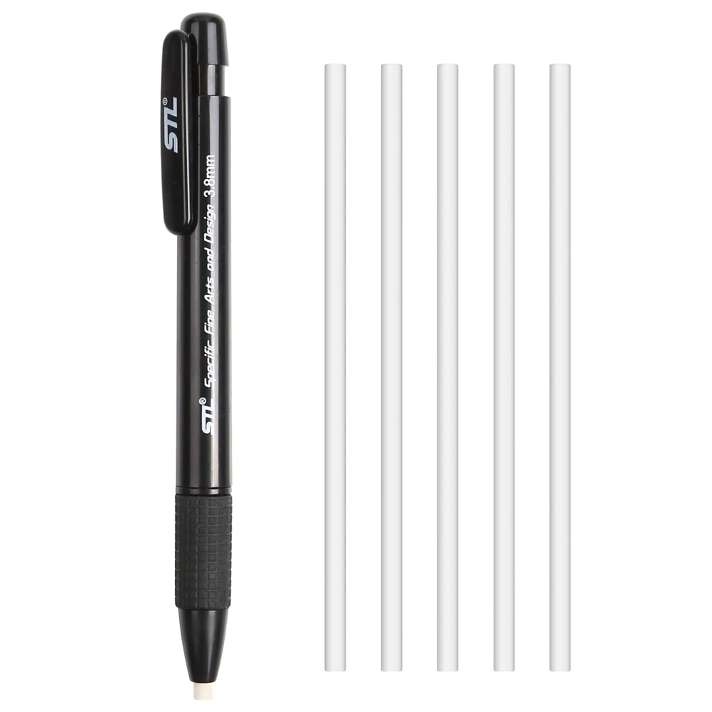 Borrador de 3,8mm, lápiz automático retráctil, herramientas de corrección de borrador de alta precisión con 5 recargas, papelería para escuela y oficina