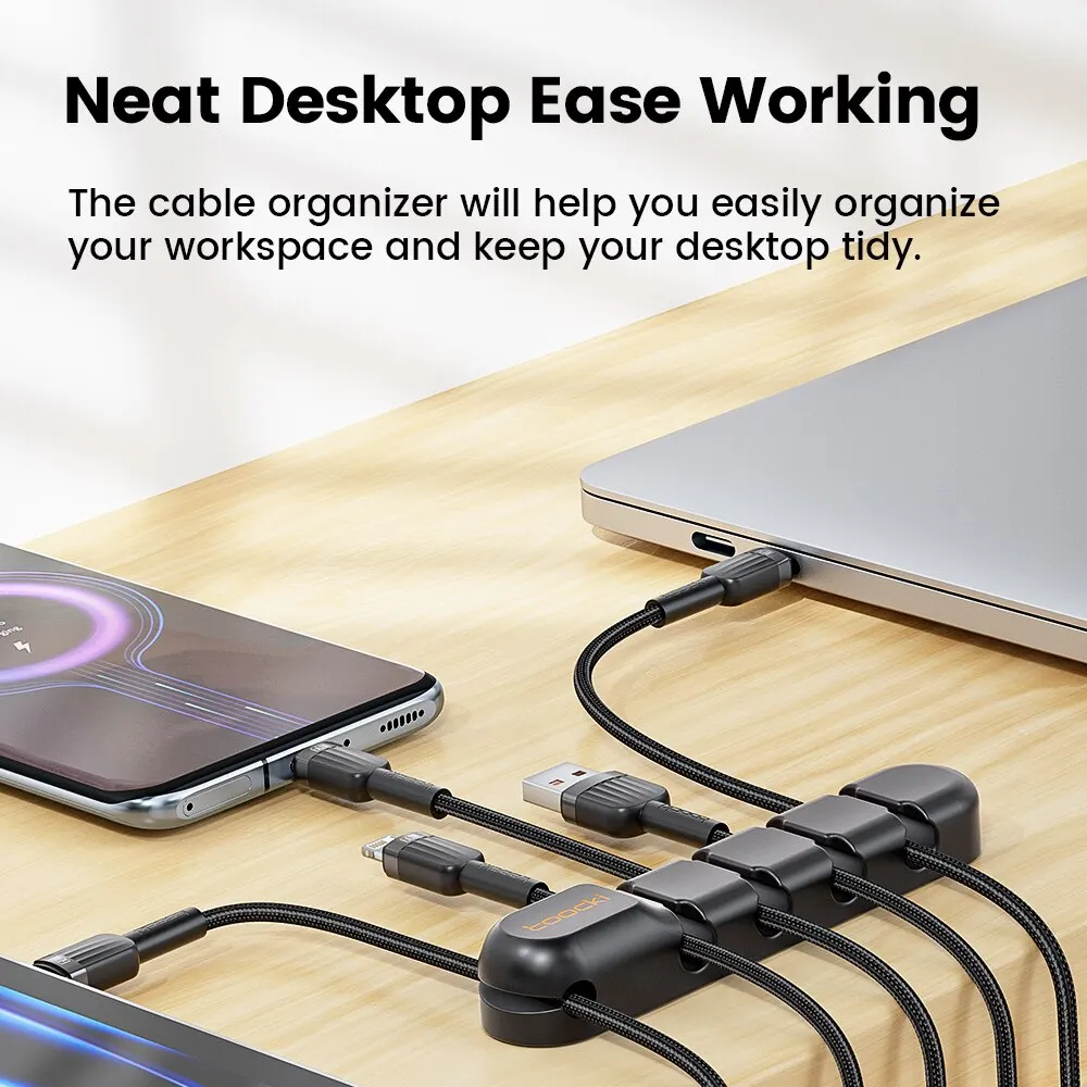 Toocki Kabel Draht Kabel Organizer Management 7-Loch-Halter USB Desktop Wickler Clip flexibel für Maus Tastatur USB Typ C Kabel