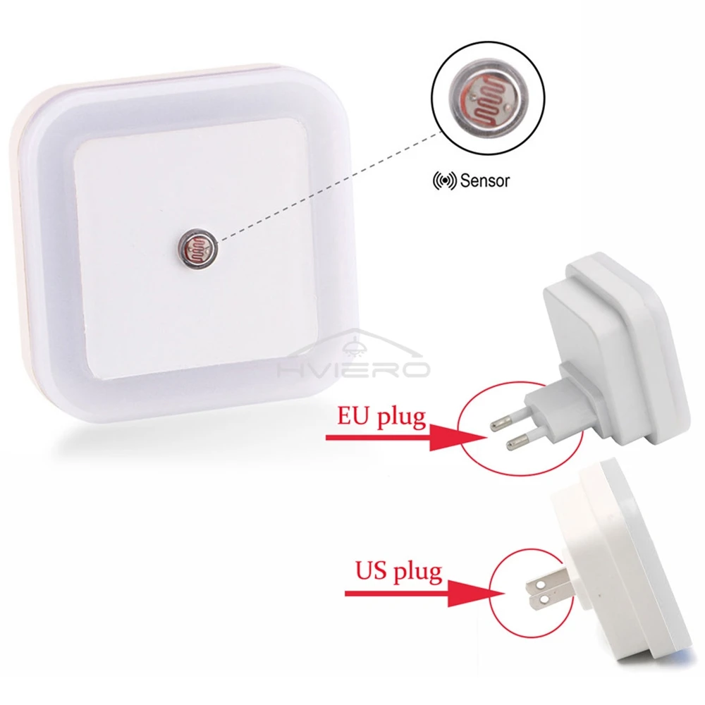 Nihgt home LED Wireless Sensor Night Light EU US Plug Mini Square For Baby Children Living Room Bedroom Corridor Lighting Lamps