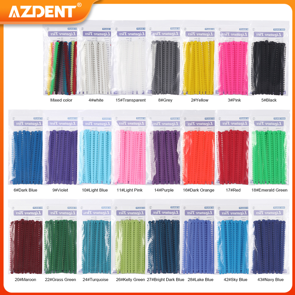 1000 unids/pack AZDENT Dental ortodoncia ligadura elástica bandas ligadura anillo 23 colores suministros de odontología