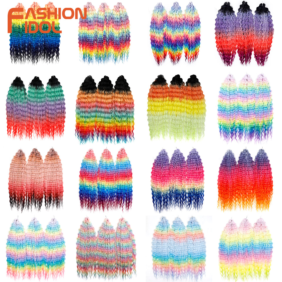 Ariel Curl Hair Water Wave Twist Gehaakt haar Synthetisch vlechthaar Ombre Blond Roze 22 inch Diepe golf Vlechthaarverlenging