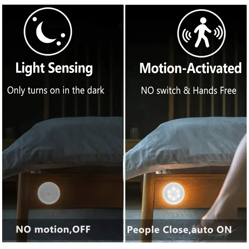 1/3/6 stücke 6LED Motion Sensor Nachtlicht LED Schrank Lichter Unter Schrank Lichter Drahtlose Wand Puck Lampe für Treppen Schritt Flur