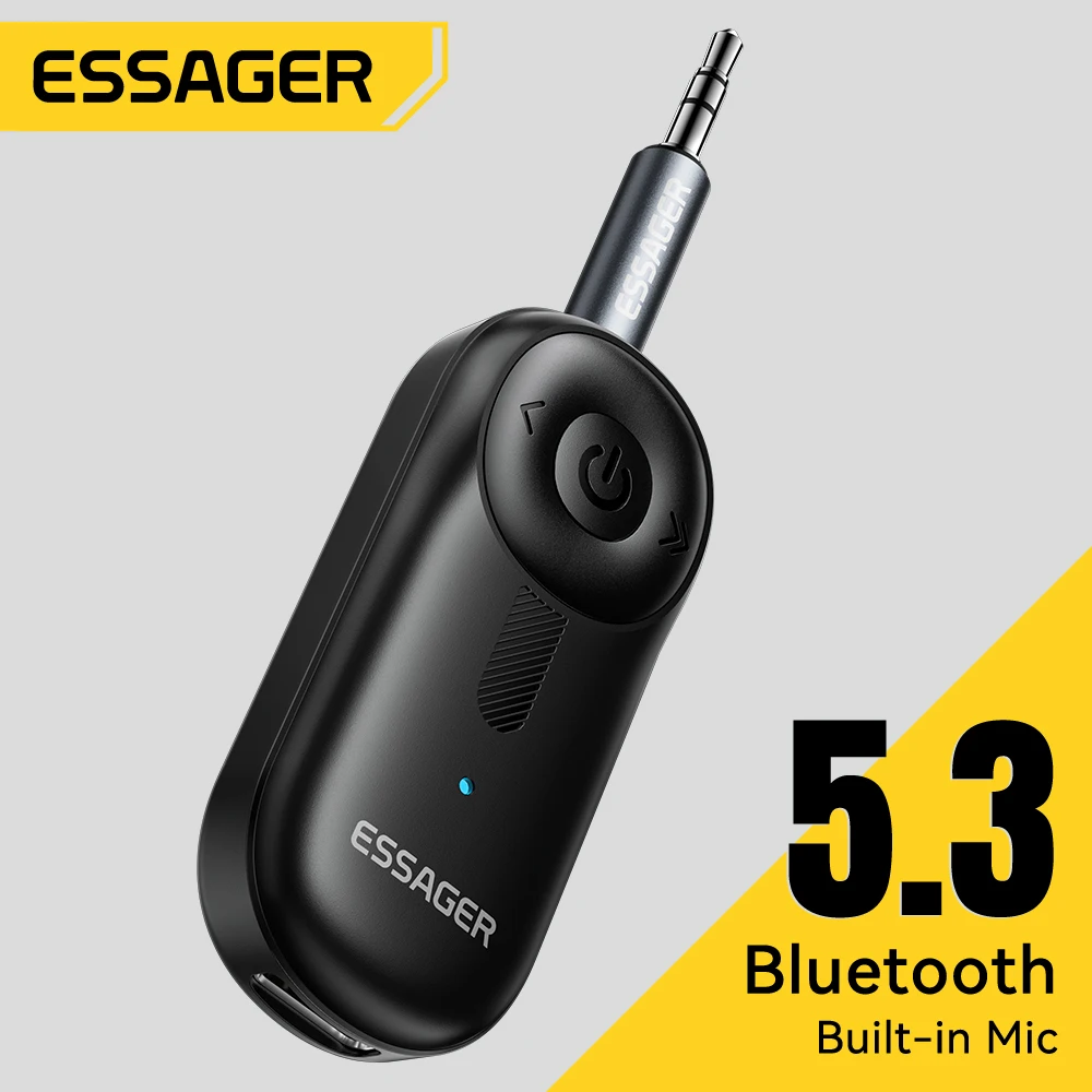 Essager-Adaptador Bluetooth 5,3, conectores AUX de 3,5mm para receptor de Audio y música, altavoces para coche, auriculares, tableta, portátil, Bluetooth, receptor para coche