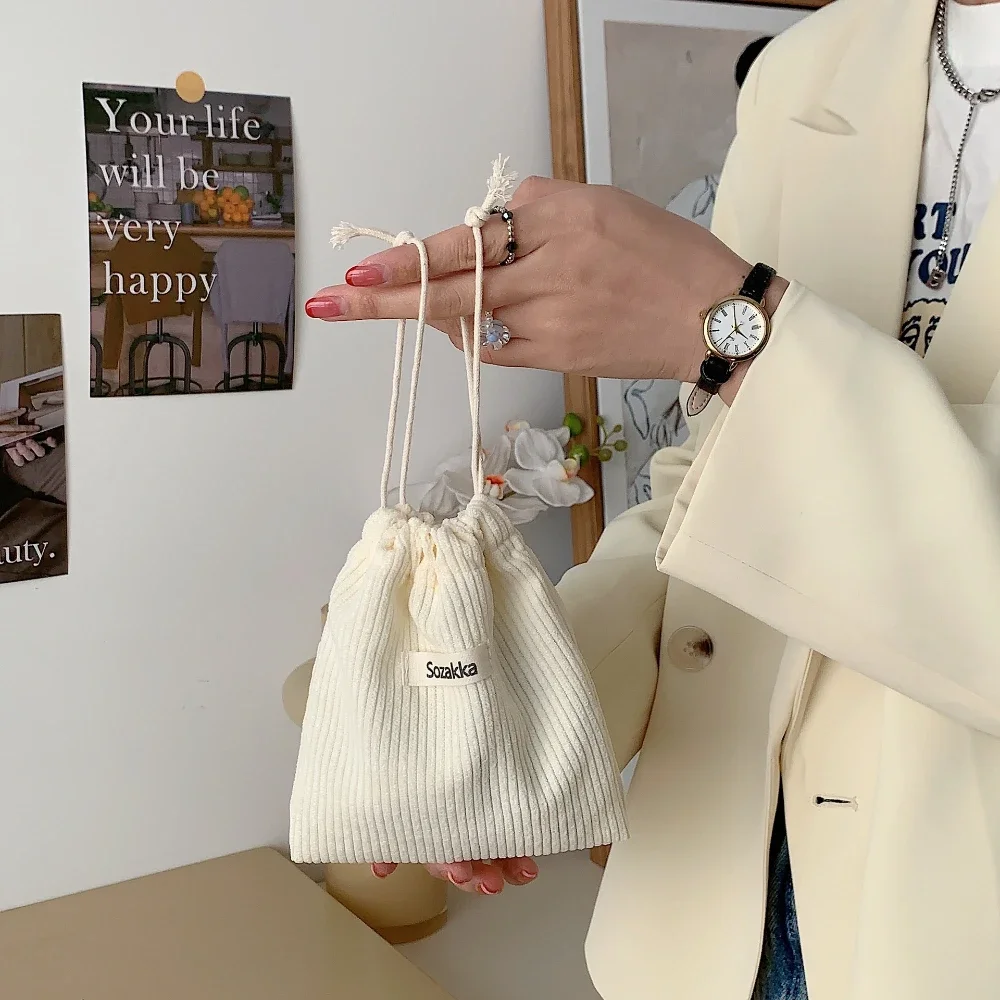 Solid Color Corduroy Drawstring Bag Christmas Gift Candy Jewelry Cosmetics Coins Keys Organizer Packing Bags Storage Bag Pouch
