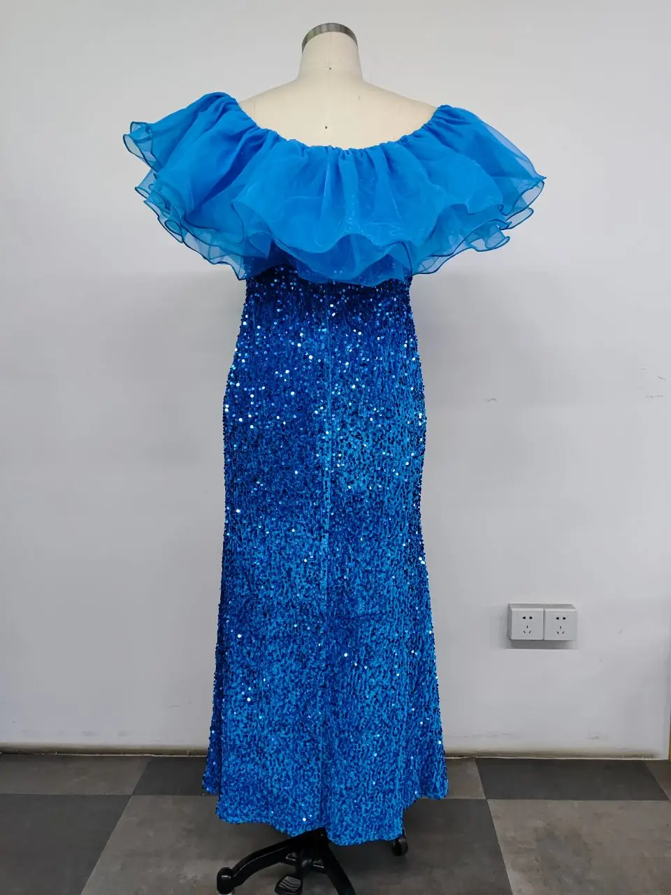 Plus Größe Frauen Hochzeit Party Kleider Mode Liebsten Mesh Spleißen Elegante Pailletten Sommer Kleid Große Dame Abendkleider