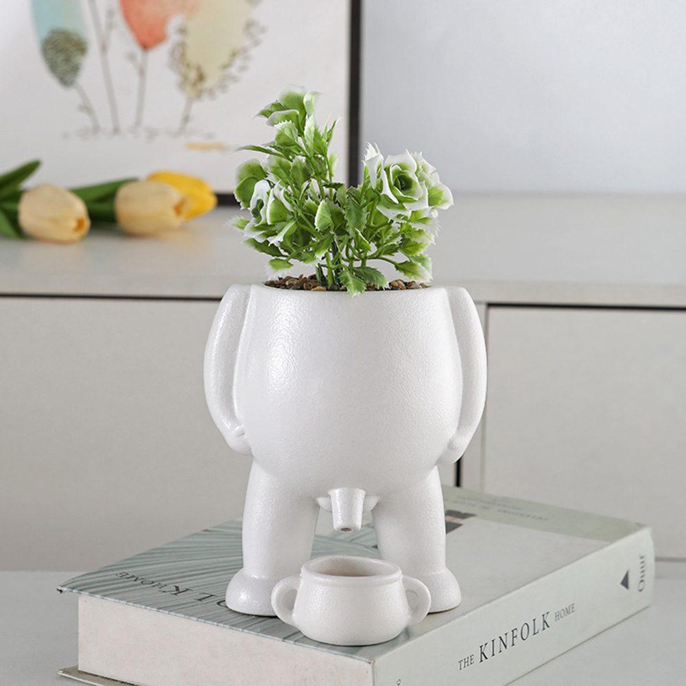 Maceta divertida de resina Retro con forma de maceta, macetas creativas con agujeros de drenaje, jarrones de figuras para flores suculentas